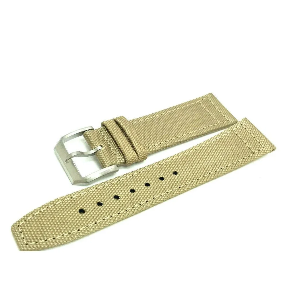 Men's Watch Band Replacement Beige Canvas Leather Strap Diver 20mm Lug